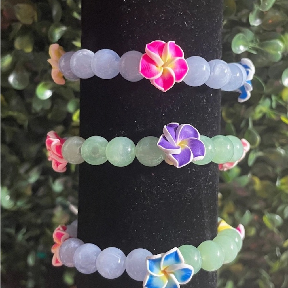 Floral Beaded Bracelet Set - Multicolor
